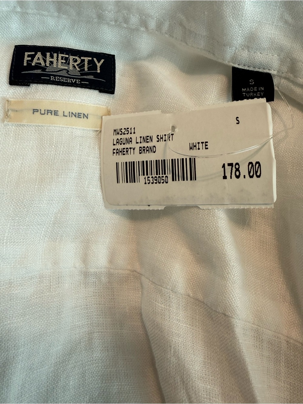 Faherty Men's Linen Laguna Shirt White Linen Button-Down Shirt - Picture 6 of 7